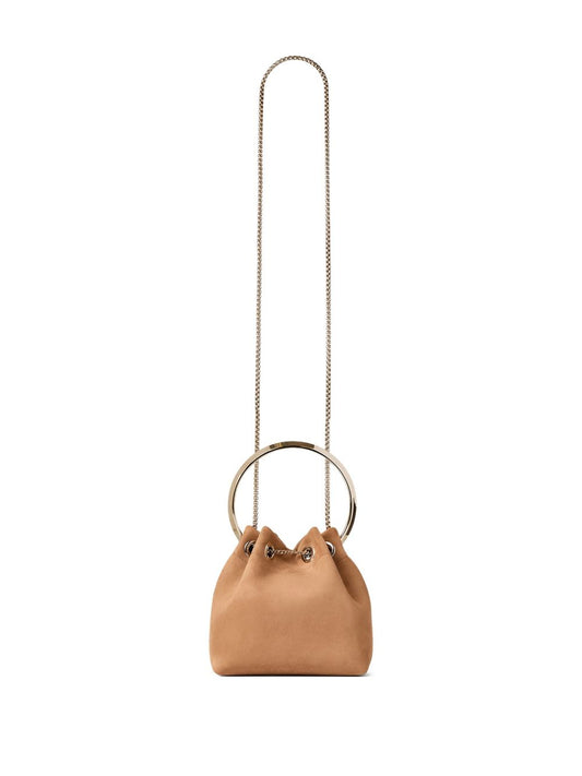 Jimmy Choo Toffee Suede Bag With Pearl Closure