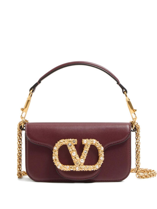Valentino Garavani Locò Small Shoulder Bag In Calfskin With Jewel Logo