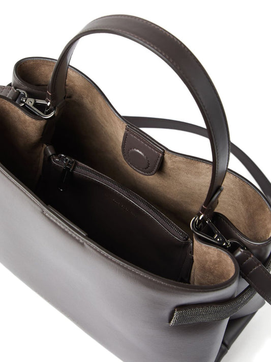 Brunello Cucinelli  Essence Leather Brown Handbag