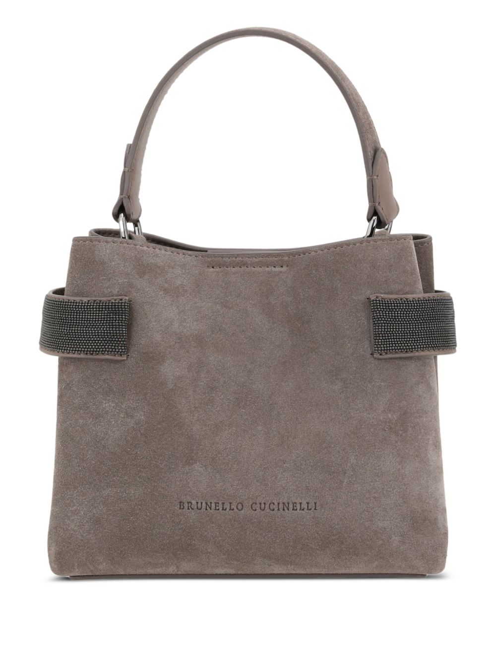 Brunello Cucinelli Essence Small Suede Top-Handle Bag With Precious Bands