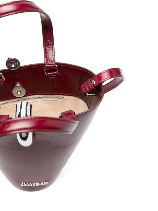 Jacquemus Le Petit Bambola Bordeaux Bucket Bag