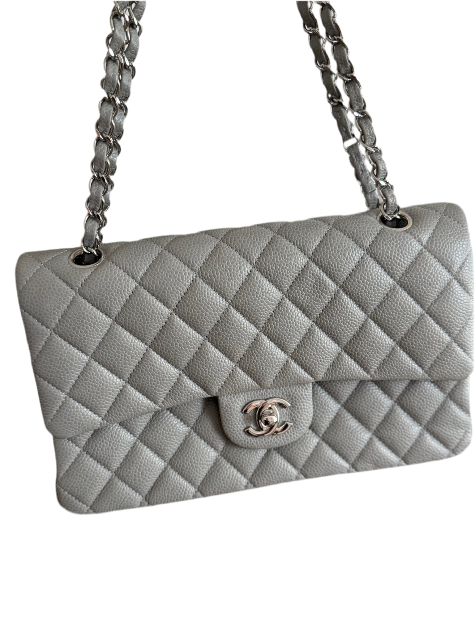 Gray Chanel Medium Double Flap Bag at The Platonist
