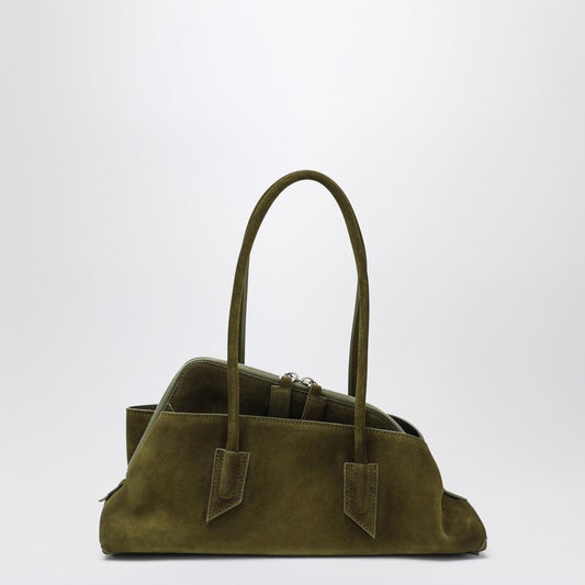 The Attico La Passeggiata Small Bag In Khaki Green Suede