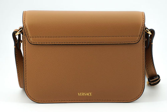 Versace Elegant Calf Leather Shoulder Bag In Brown