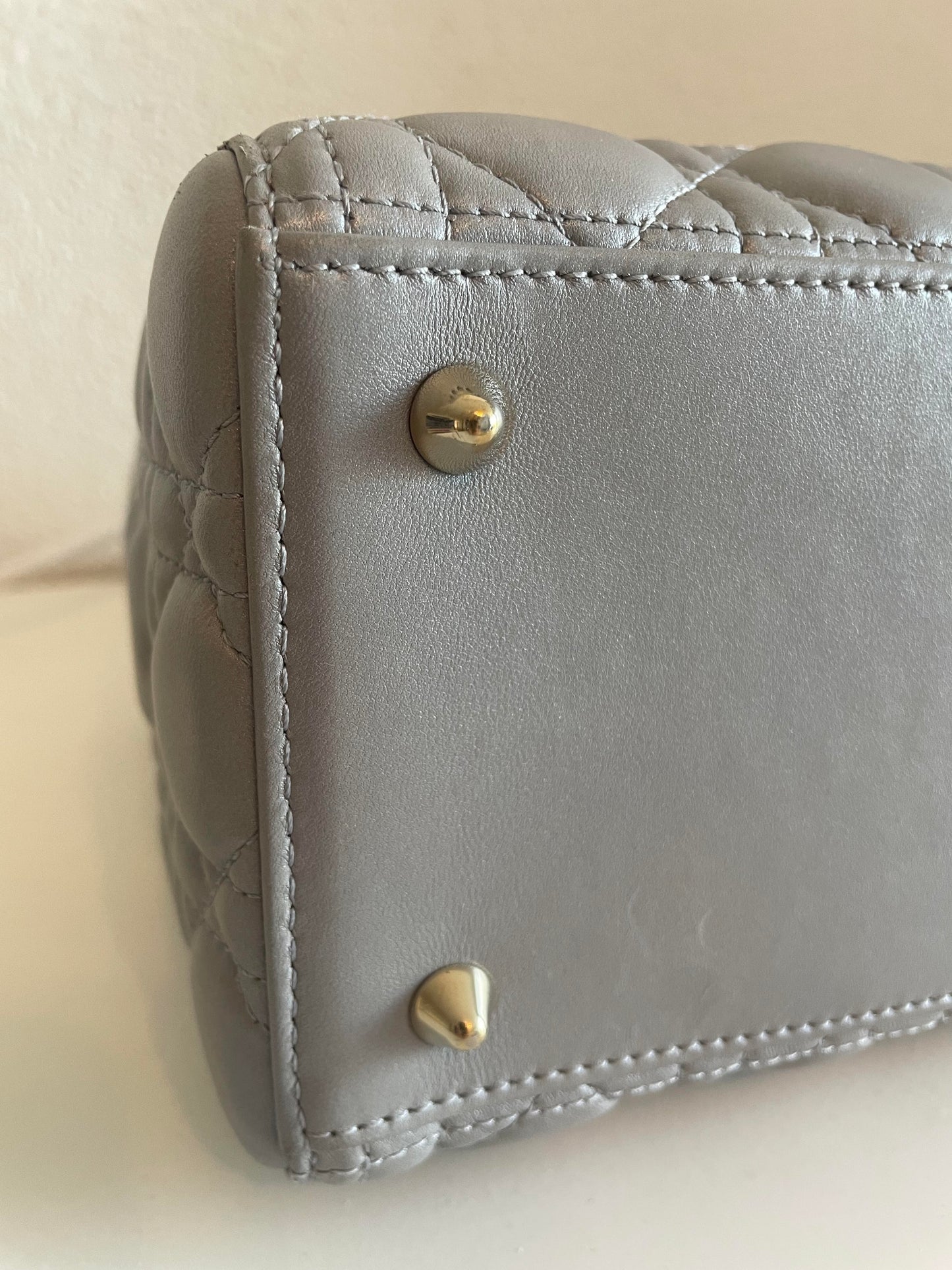 Lady Dior Mittelgraues Lammleder