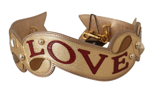 Dolce &amp; Gabbana Eleganter Schultergurt aus goldenem Leder