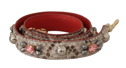 Dolce & Gabbana Opulent Python Leather Bag Strap In Beige
