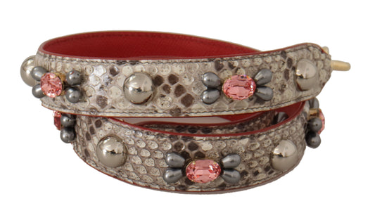 Dolce & Gabbana Opulent Python Leather Bag Strap In Beige