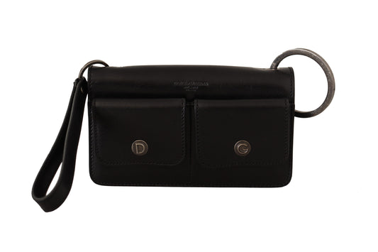 Portefeuille élégant en cuir Dolce &amp; Gabbana, noir intemporel
