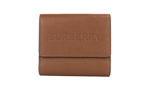 Burberry Luna Tan Grained Leather Small Coin Pouch Snap Wallet at The Platonist