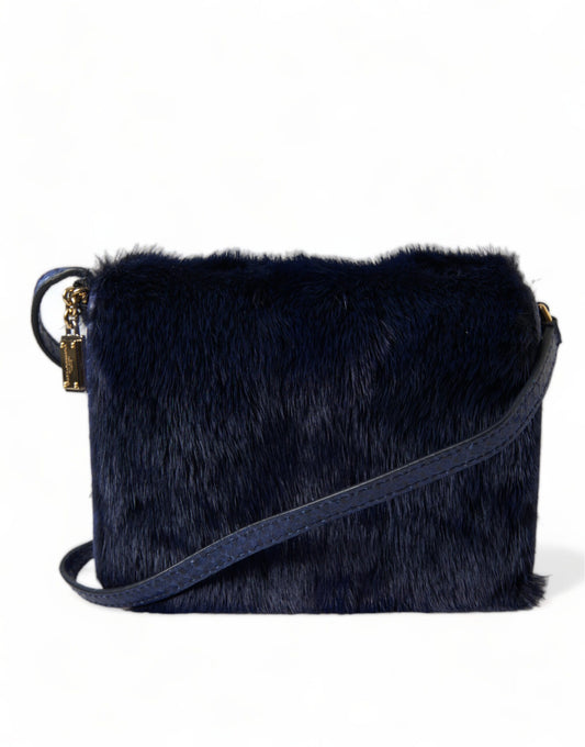 Dolce &amp; Gabbana - Sac bandoulière en fourrure de vison bleu exquis