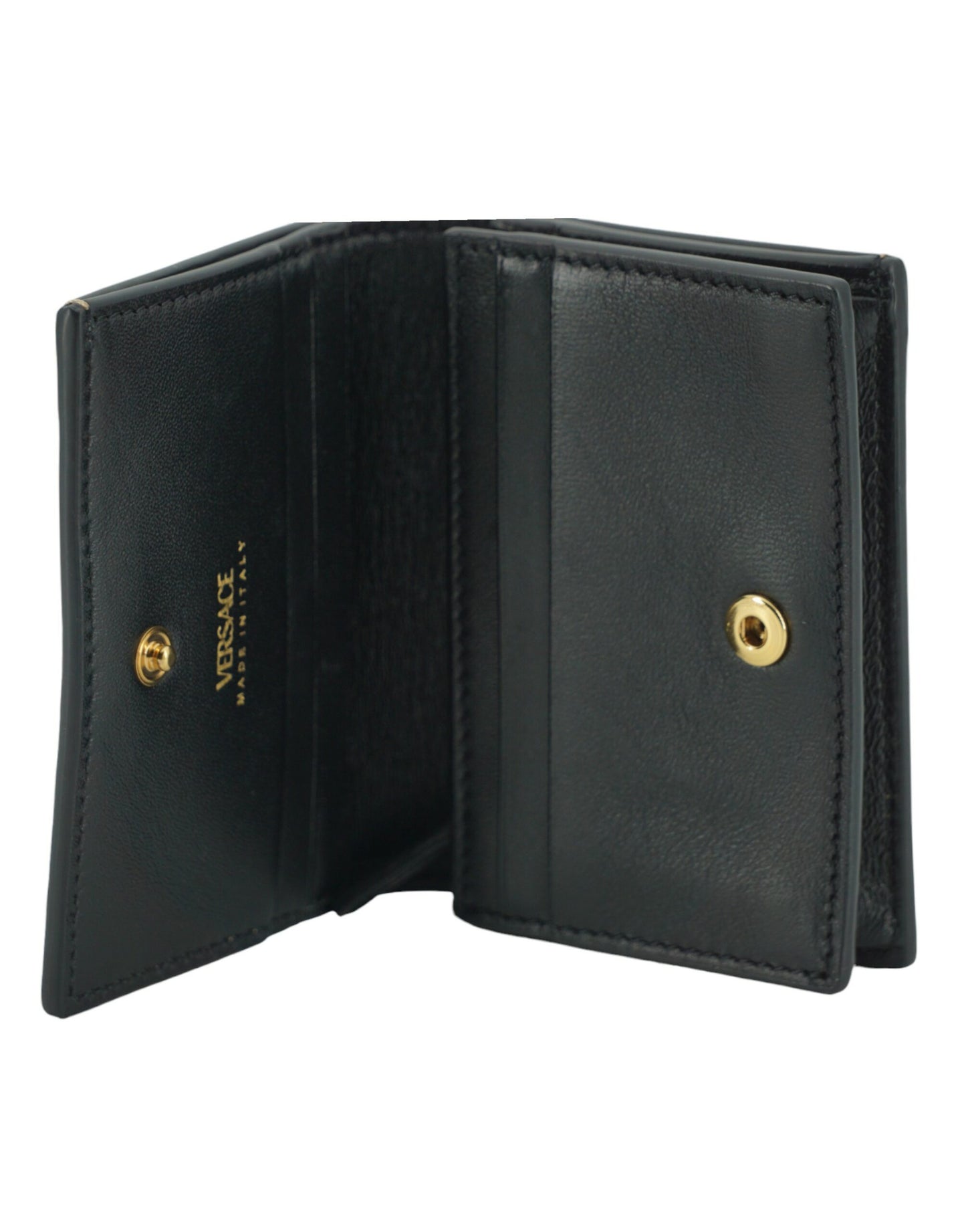 Versace Elegant Compact Leather Wallet In Brown