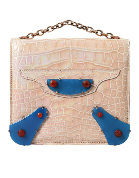 Balenciaga Elegant Mini Chain Beige Clutch for Evening Elegance at The Platonist