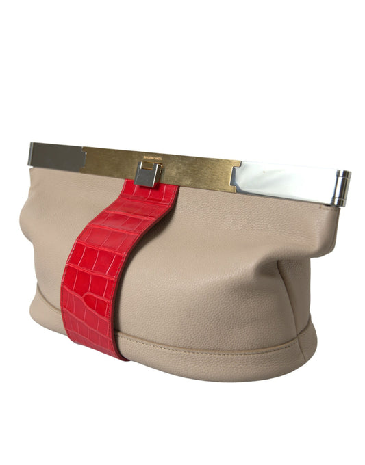 Balenciaga Two Tone Exotic Leather Clutch at The Platonist
