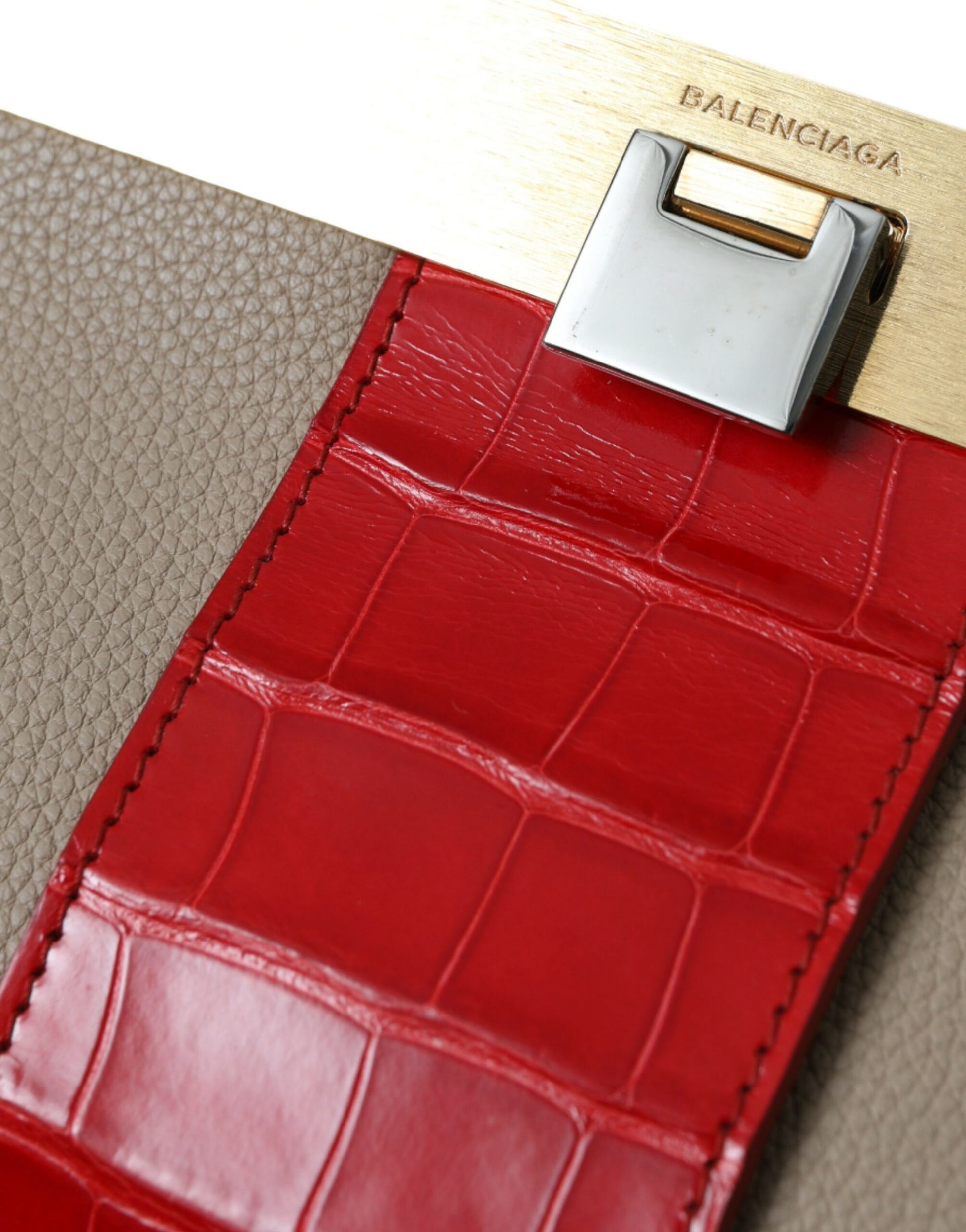 Balenciaga Two Tone Exotic Leather Clutch at The Platonist