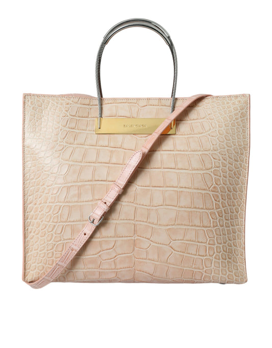Balenciaga Alligator Leather Chic Pink Tote Bag at The Platonist