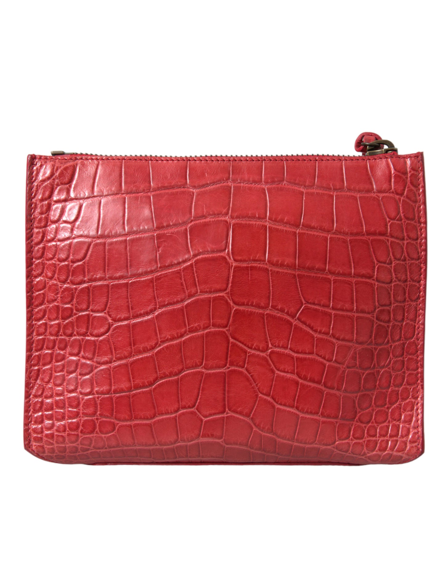 Balenciaga Exotic Red Alligator Leather Clutch at The Platonist
