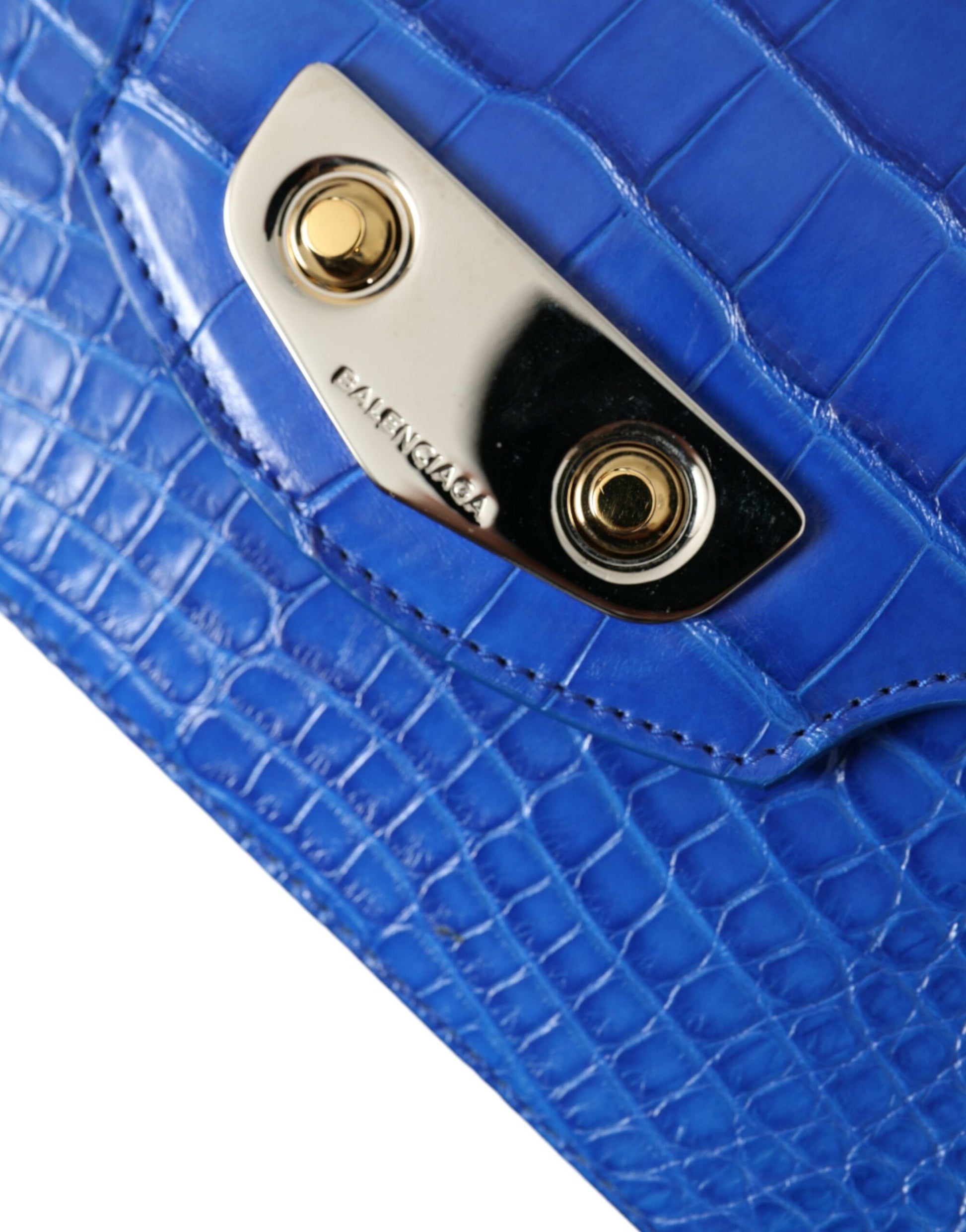 Balenciaga Alligator Skin Mini Shoulder Bag - Elegant Blue at The Platonist