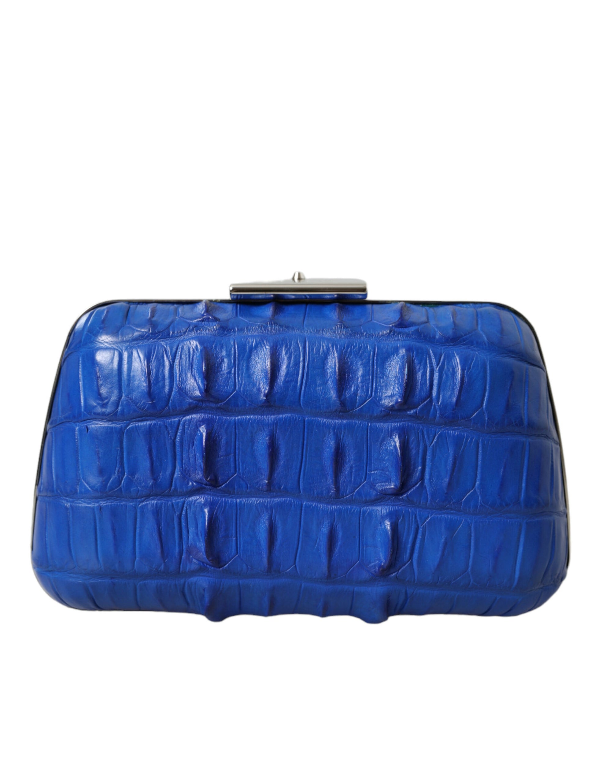 Balenciaga Electric Blue Crocodile Skin Clutch at The Platonist