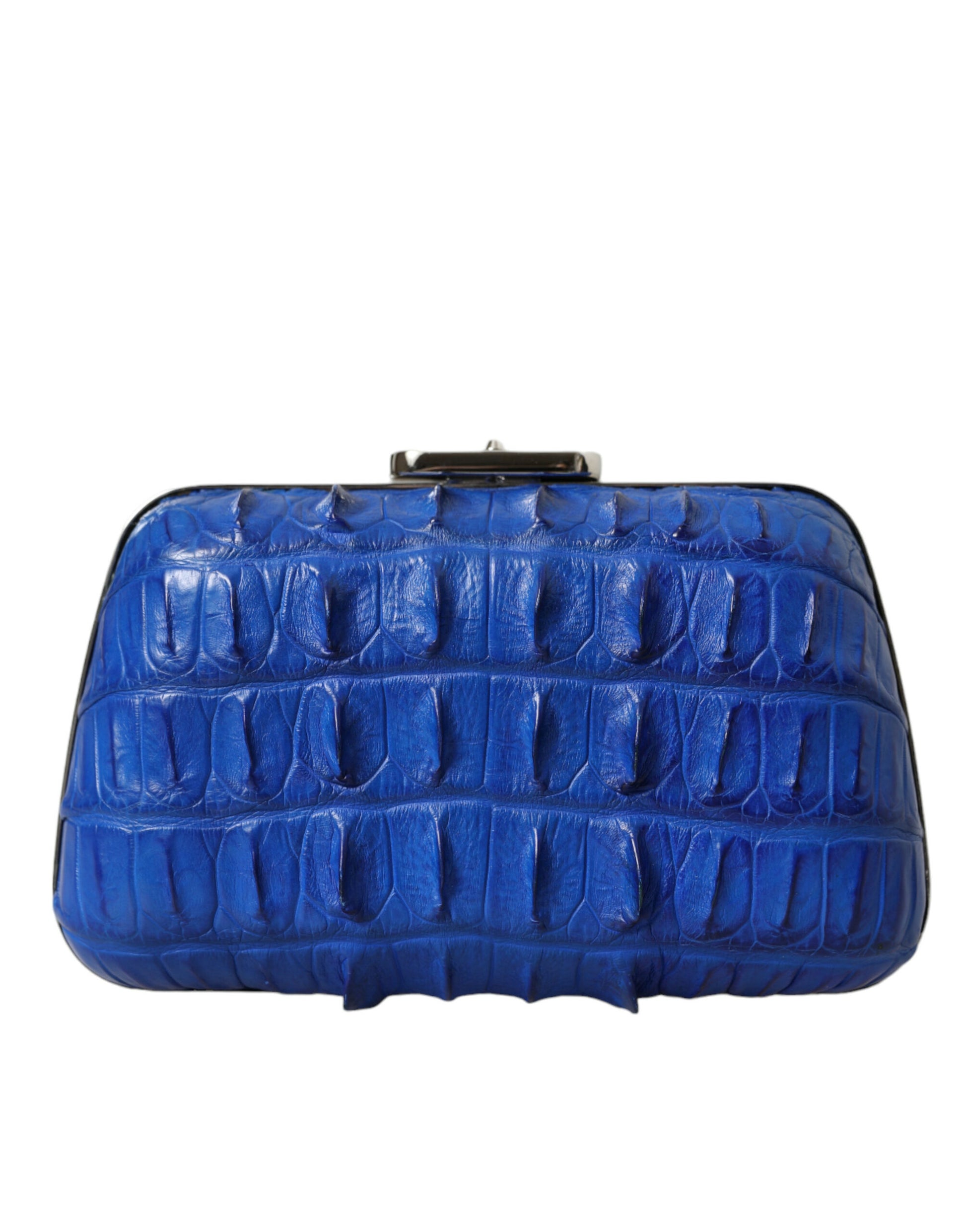 Balenciaga Electric Blue Crocodile Skin Clutch at The Platonist