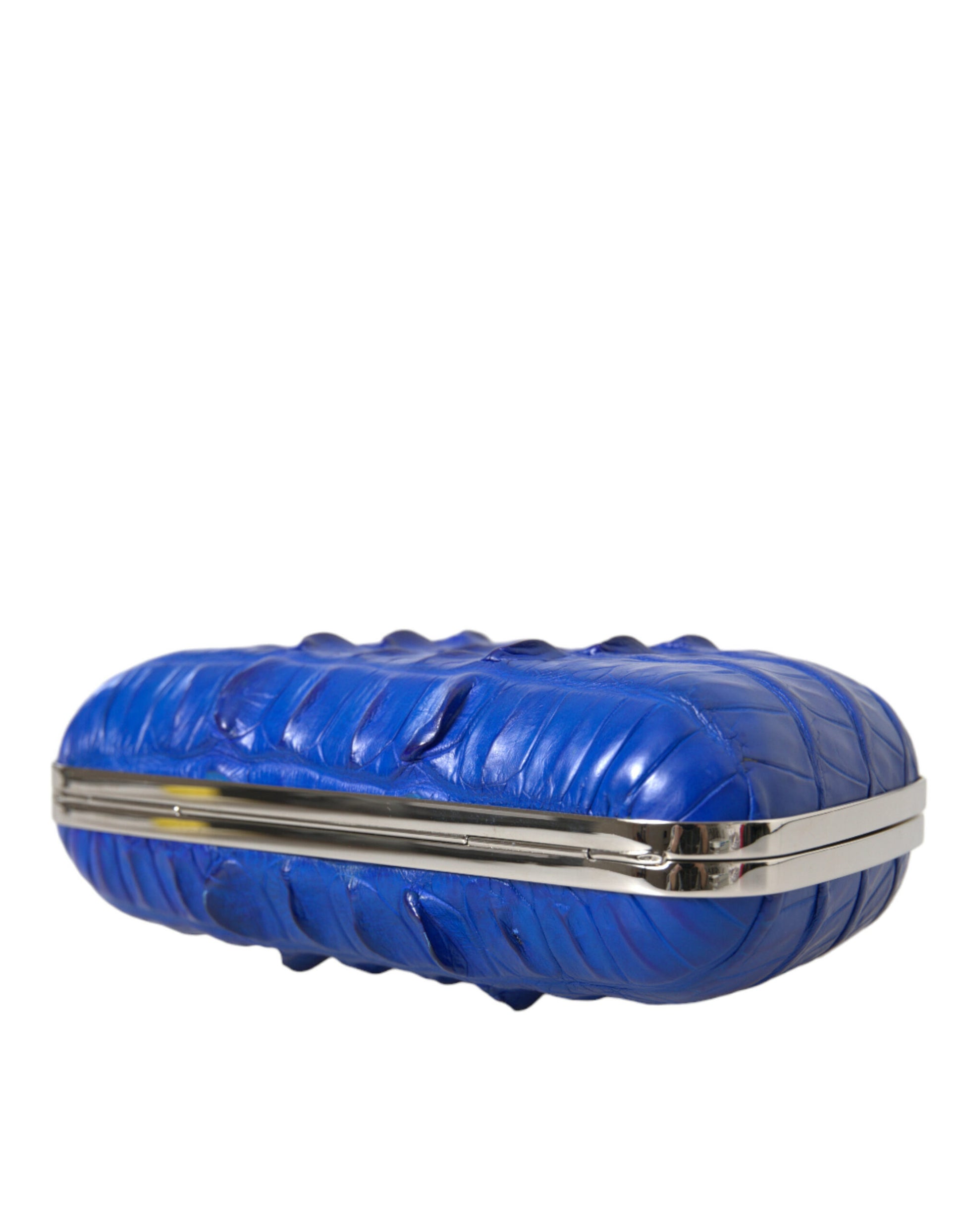 Balenciaga Electric Blue Crocodile Skin Clutch at The Platonist