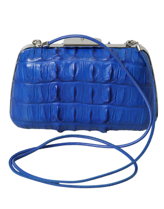 Balenciaga Electric Blue Crocodile Skin Clutch at The Platonist