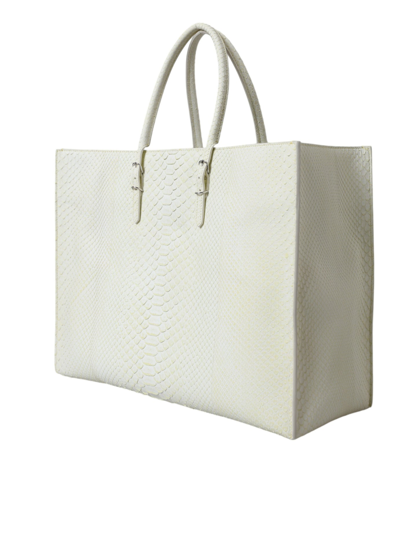 Balenciaga Chic Python Leather Tote in White & Yellow at The Platonist