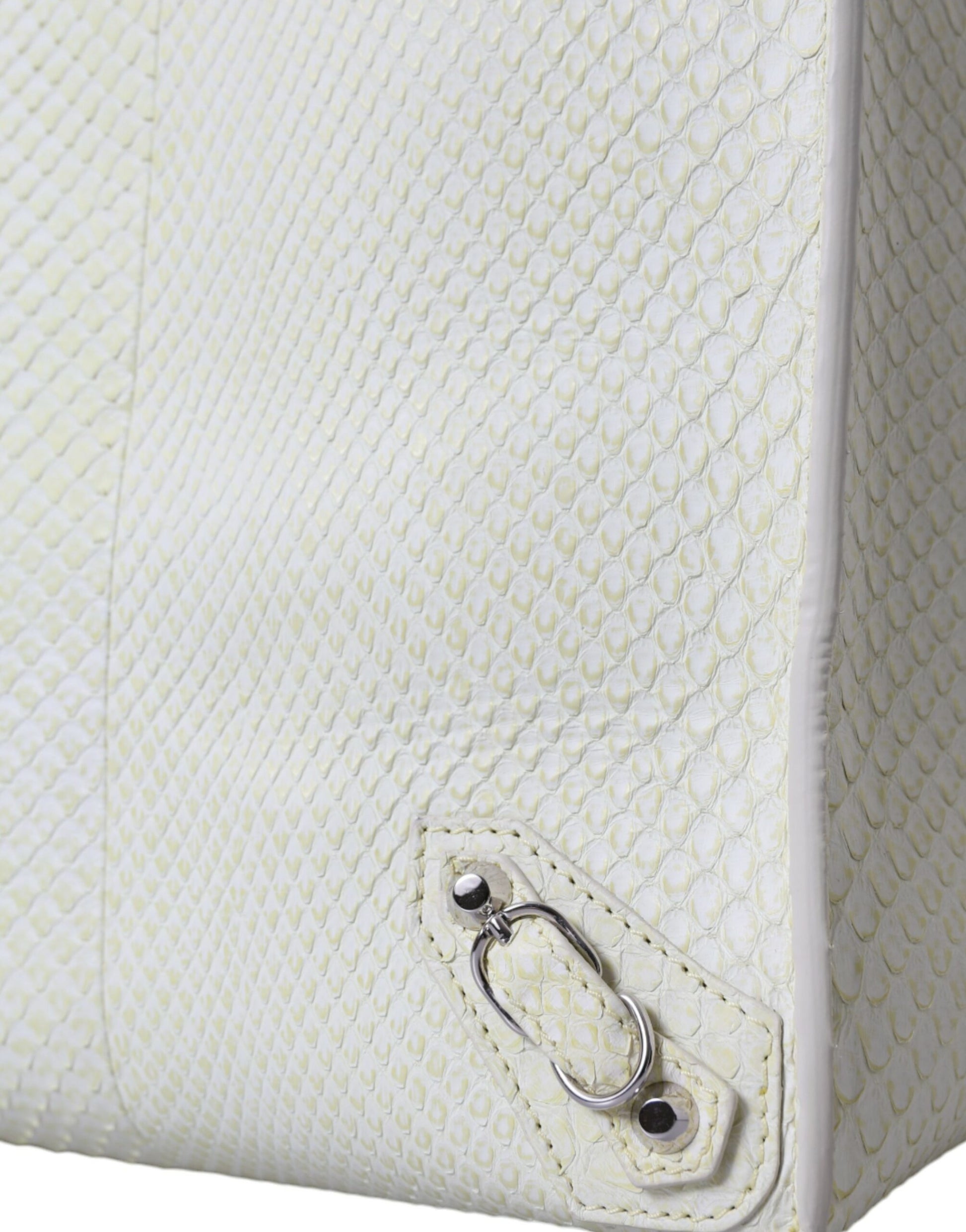 Balenciaga Chic Python Leather Tote in White & Yellow at The Platonist