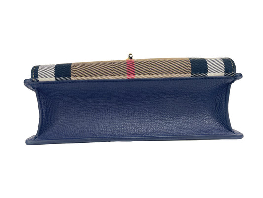 Burberry Macken Small Regency Blue House Check Leather Crossbody Bag at The Platonist