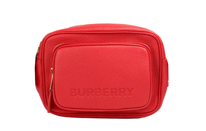 Burberry Small Branded Bright Red Grainy Leather Camera Crossbody Bag at The Platonist