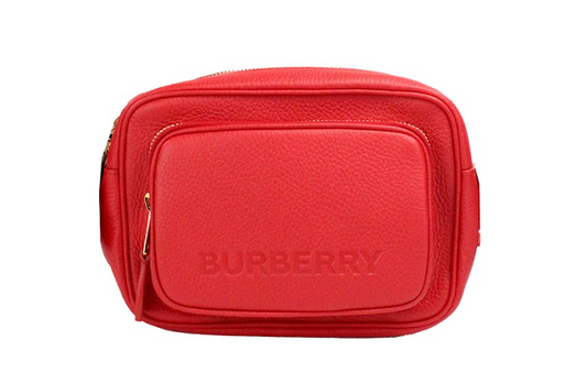 Burberry Small Branded Bright Red Grainy Leather Camera Crossbody Bag at The Platonist