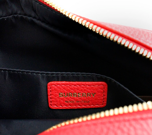 Burberry Small Branded Bright Red Grainy Leather Camera Crossbody Bag at The Platonist