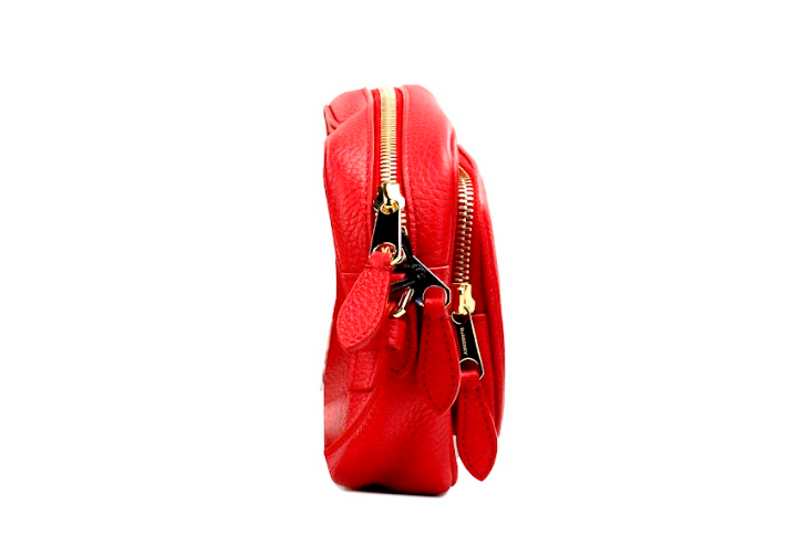 Burberry Small Branded Bright Red Grainy Leather Camera Crossbody Bag at The Platonist