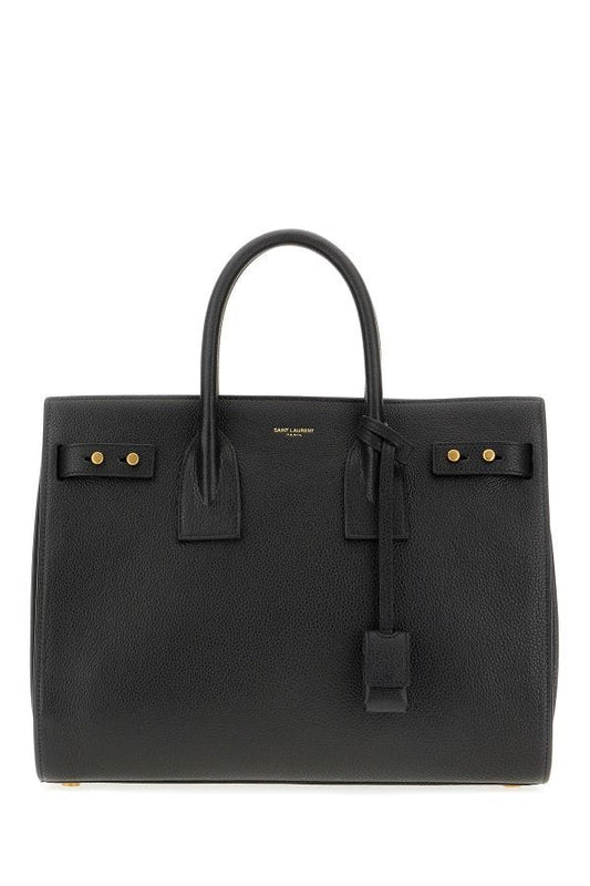 Saint Laurent Black Calf Leather Sac De Jour Handbag at The Platonist