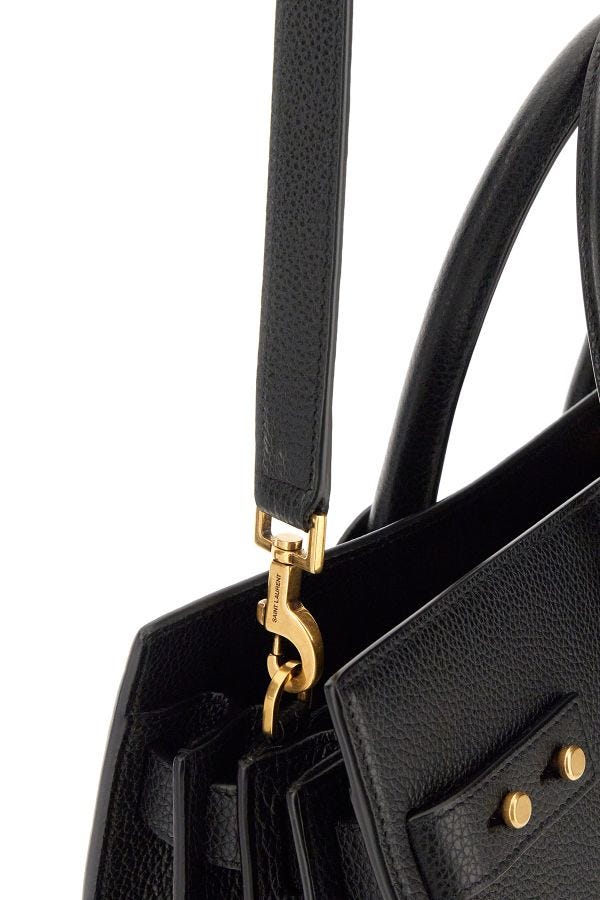 Saint Laurent Black Calf Leather Sac De Jour Handbag at The Platonist