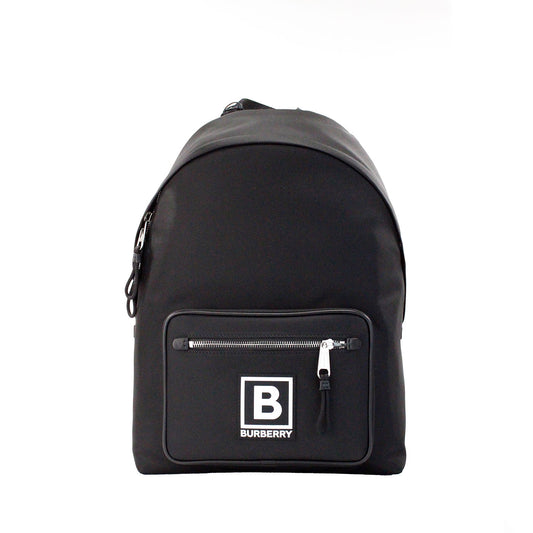 Burberry Abbeydale Branded Stamp Black Nylon Backpack Shoulder Bookbag at The Platonist