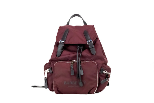 Burberry Medium Burgundy Econyl Nylon Rucksack Drawstring Backpack Bookbag at The Platonist