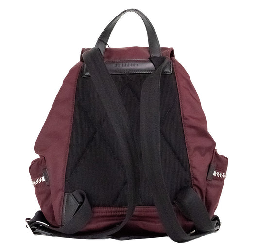 Burberry Medium Burgundy Econyl Nylon Rucksack Drawstring Backpack Bookbag at The Platonist