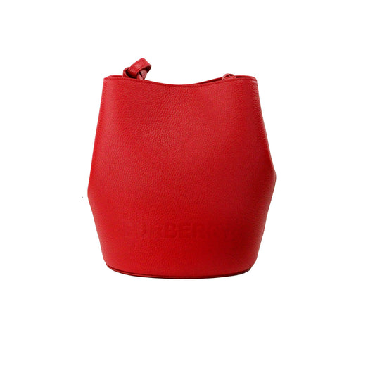 Burberry Lorne Small Red Pebbled Leather Bucket Crossbody Purse Bag at The Platonist