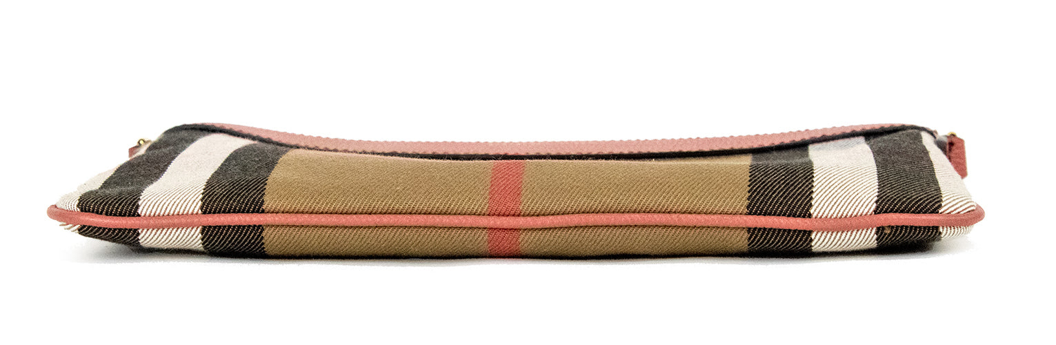 Burberry Peyton House Check Derby Cinnamon Red Grain Leather Pouch Crossbody Bag at The Platonist