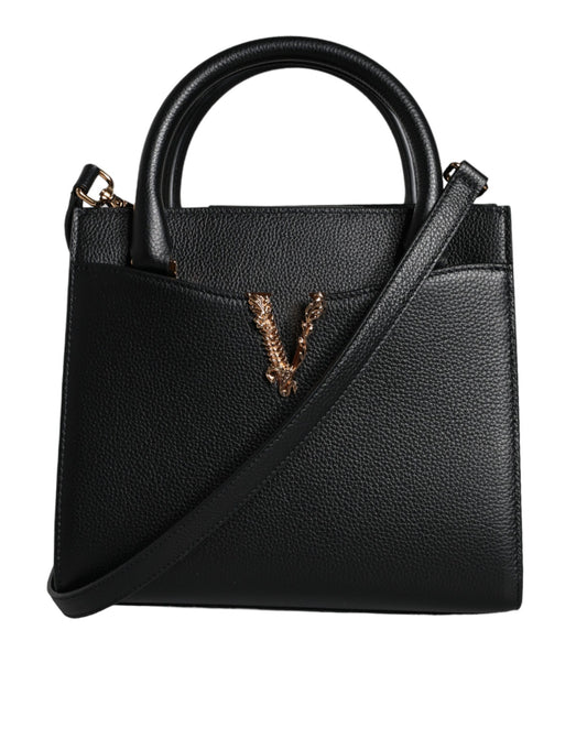 Versace Black Small Leather Tophandle Shoulder Crossbody Bag