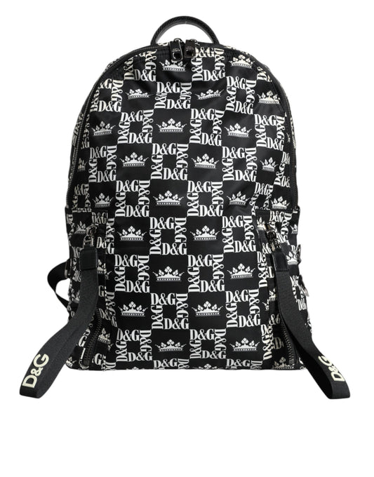 Dolce &amp; Gabbana – Rucksack aus Nylon mit DG-Kronenlogo in Schwarz und Weiß