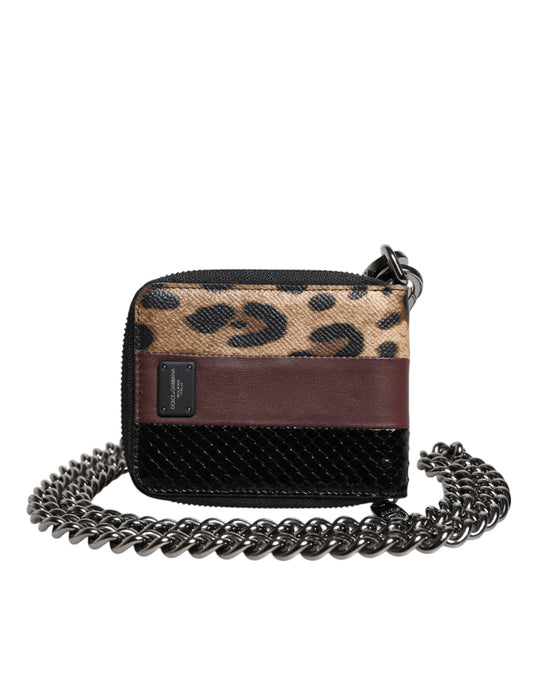 Dolce & Gabbana Multicolor Leopard Leather Dg Bifold Card Holder Wallet