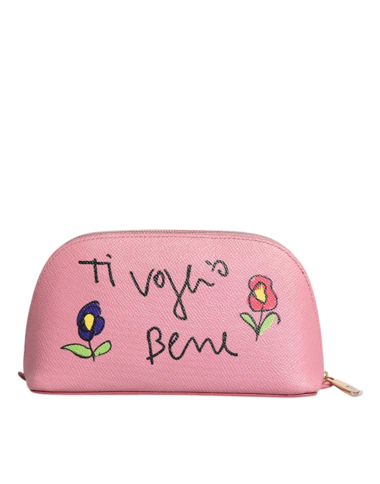 Dolce & Gabbana Pink Leather Dg Logo Zip Around Hand Purse Pouch Wallet