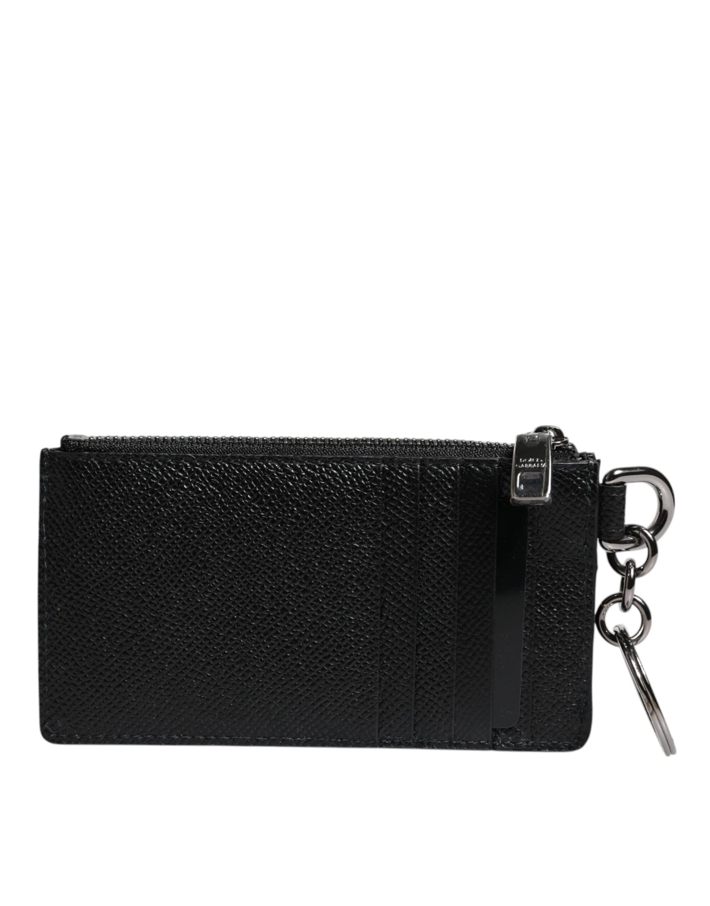 Portefeuille porte-cartes Dolce &amp; Gabbana en cuir de veau noir avec logo DG