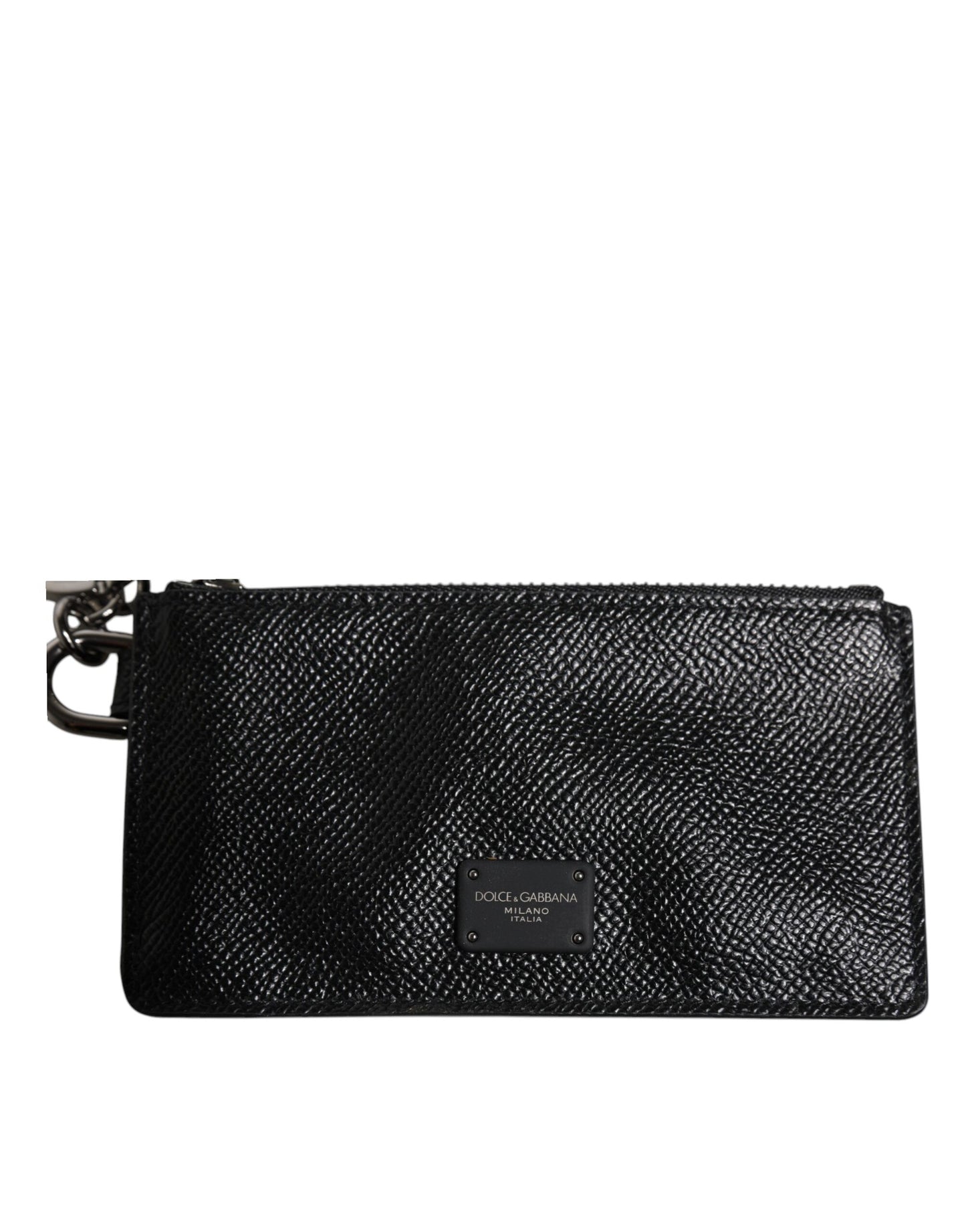 Portefeuille porte-cartes Dolce &amp; Gabbana en cuir de veau noir avec logo DG