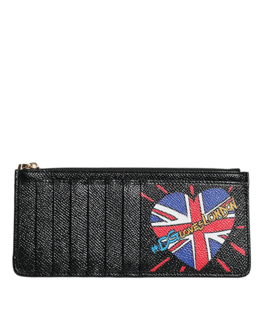 Dolce &amp; Gabbana Schwarzes Leder #DGLovesLondon Kartenetui Brieftasche