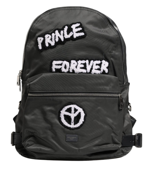 Sac à dos de voyage scolaire Prince Forever en nylon gris Dolce &amp; Gabbana
