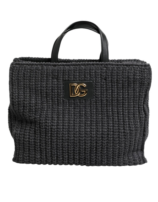 Dolce &amp; Gabbana – Große Shopper-Tasche mit DG-Logo in Schwarz mit Häkelmuster
