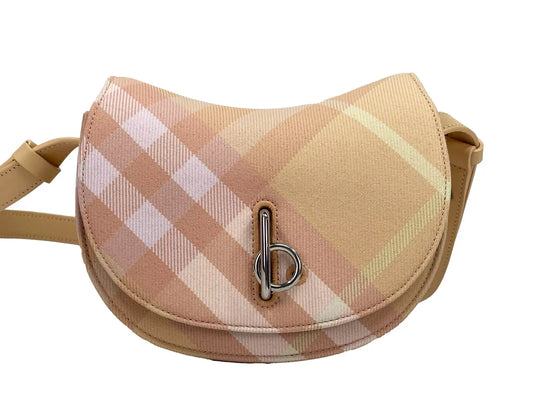 Burberry Mini Check Rocking Horse Crossbody Bag Purse Peach at The Platonist